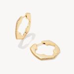 Kendra Scott Mallory Gold Huggie Earrings in White Crystal Photo 0