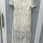 Shyanne  Country White Boho Western Long Maxi Lace Ivory Shirt Wedding Dress Sz M Photo 0
