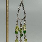 Shades of Green Beaded Silver Tone Chandelier Dangle Earrings Photo 3