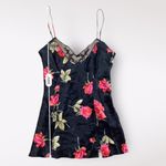 Victoria's Secret Vintage Silk Floral Lace Slip Mini Dress Size Large Black 90s Photo 2