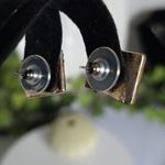 Gold American Flag Earrings with Red White and Blue Rhinestones Photo 3