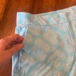 Crown & Ivy Shorts 10 Aqua and White High Waist Scalloped Hem Pockets Photo 5