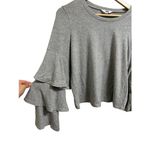 Jack by BB Dakota Jack by‎ BB Dakota Women's Gray Crop Sweatshirt with Festive Sleeves Size Small Photo 1