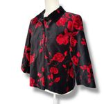 Talbots  NWT $159 Black Red Velvet Rose Floral Jacket Blazer Top Size 10 P Photo 2