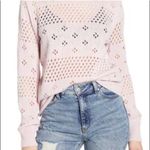 ASTR NWOT THE LABEL Sweater Belle Pointelle Pink Lavender Perforated Floral Med Photo 3