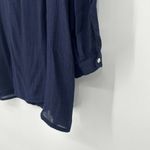 Nanette Lepore  Boho Navy Blue Crinkle Top Lace Trim Square Neck 3/4 Sleeves Sz M Photo 7