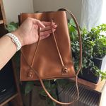 Tan Leather Backpack with Front Pocket Photo 1