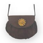 Y2K: Robert Lee Morris 𑁍 Gold Plated Brass Floral Medallion Clutch Crossbody Bag Brown Photo 10