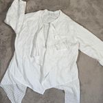 Color Me Cotton Linen Open Front Cardigan Draped Lightweight White L Minimalist Size L Photo 0