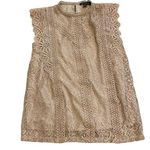Cable & Gauge Tan Lace High Neck Sleeveless Blouse S Photo 0