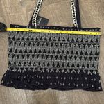 Forever 21 Large Navy Blue Embroidered Smocked Ruffle Crop Top Tank NWT Photo 5