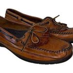 Dexter VTG Brown Leather Slip On Shoes with Fringe Loafers 90’s Size 9 Photo 0