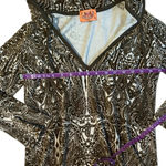 Juicy Couture Y2K vintage paisley Womens Brown tan hoodie velour Size Small Photo 5