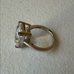 Macy's Sterling Silver Ring with emerald cut big White Quartz Stone size 7 Photo 2