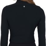 90 Degree Womens Interlink Ribbed Half Zip Long Sleeve Crop Top Jacket Medium Black Photo 2