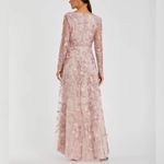 Mac Duggal 70224 Rose Pink Floral Applique Long Sleeve Illusion Gown Size 12 NWT Photo 6