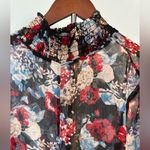 Elan  Vibrant Sheer Floral Tie-Front Work Blouse Size M Photo 5