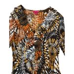 Sunny Leigh Vtg Y2K Psychedelic Pleated Top Women’s Size L Retro Stretch Blouse Photo 2