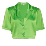 WAYF Roxbury Satin Crop Button-Up Shirt Photo 0