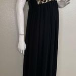Stevie Hender  Formal Line Maxi Formal Dress Black Color Gold Lace Size L.#89 Photo 4