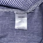 Beulah Blue Striped Lace Up Wide Sleeve Top Large Photo 7