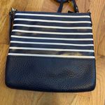 Kate Spade  Navy Blue White Striped Leather Crossbody Zipper Purse Bag Photo 5