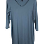 Eileen Fisher  Jersey V-Neck Dress Women's Size Small Slate Blue Viscose Spandex Photo 0