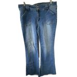 Indigo Rising High Rise Front Patch Pockets Flare Leg Raw Hem Denim Jeans 17/18 Blue Size undefined Photo 1