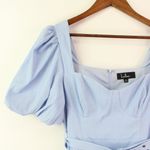 Lulus  Dedication to‎ Detail Light Blue Puff Sleeve Belted Mini Dress Size M Photo 2