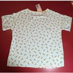 Nümph Carleigh Blouse Women’s Small Mint Banana Print Top NWT Whimsy Cute Tee Green Photo 1