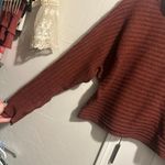 Pink Rose Brown Crew Neck Sweater with Ribbed Texture Photo 3
