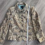 Vintage Paisley Tapestry Light Blue Lining 14 Jacket Jeweled Buttons EUC Boho Brown Photo 9