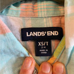 Lands End Women’s Light Weight Plaid Long Sleeve Button Size XS Tall Blue Photo 2