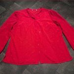Red Sparkly Long Sleeve Button Down Dressy Top Size 2X Photo 0