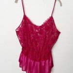 [Vintage] 80s Undercover Wear Pink Floral Lace Lingerie Teddy & Robe Sz Small S Photo 4