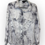 Sanctuary  Gray White Tie Dye Button Down Shirt M Long Sleeve Casual Relaxed Top Photo 0