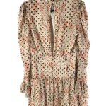 Nasty Gal Mini Dress High Neck Open Back Long Sleeve Polka Dot Floral Beige 6 Photo 1