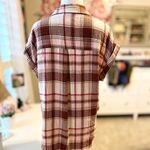 Vince Camuto  Pink Plaid Button Down Top Medium NWT Photo 3