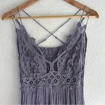 Free People Adella Gray Maxi Dress Boho Crochet Lace Maxi Medium Photo 3