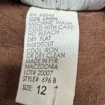 Linen Maxi Dress 12 Sleeveless Brown Embroidered Floral Summer Slit‎ Photo 11