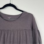 Garnet Hill  3/4 Sleeve Tiered Ruffle Blouse Gray‎ Sz S Photo 3