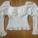 NWOT Smocked waist long sleeve Lace top in white size S/M Photo 6