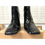 Good American Women's Ankle Boots Croc Embossed Black Size 7 NWOB Square Toe Photo 5