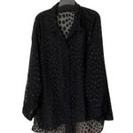 Maggie Barnes Vintage  Top Shirt Blouse Tunic 20W Black Long Sleeve Sheer Dots Photo 0