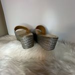 Silver Glitter Platform Shoes with Espadrille Sole Size 6 Photo 5