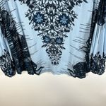 Free People  Bird of a Feather Blue Oversized V-neck Top‎ size Small Boho Spring Photo 8