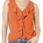 Lysse Ruffle Front Sleeveless Top: Orange Sherbert Photo 0