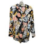 Calia by Carrie Underwood Multi Palm Print Button Down Cover Up Size Small Black Photo 1
