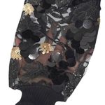 Sioni Milano Black Illusion Sheer Floral Embellished Sleeve Sweater Size Small Photo 4