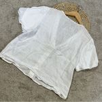 ZARA Women’s 100% Linen V-Neck Button Down Shirt Shortsleeve in White M Photo 8